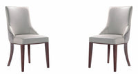 Manhattan Comfort Set of 2 Shubert Modern Faux Leather & Velvet Dining Chairs - Light Grey