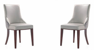 Manhattan Comfort Set of 2 Shubert Modern Faux Leather & Velvet Dining Chairs - Light Grey