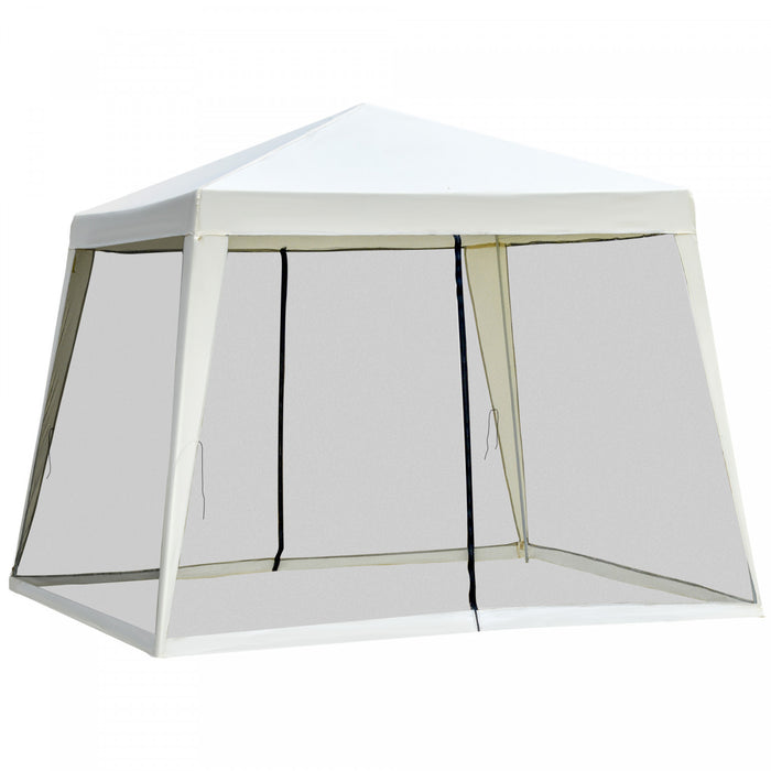 Outsunny 10x10ft Party Tent Canopy With Netting, Patio Screen House Slant Leg Outdoor Gazebo Sun Shade Shelter, Green