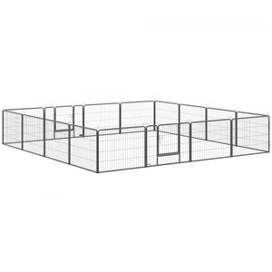 Pawhut Heavy Duty Dog Playpen, 16 Panels Pet Playpen Dog Fence, Portable Puppy Exercise Pen, With 2 Doors Locking Latch, Outdoor Or Indoor Use 23.5