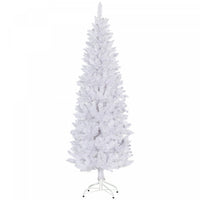 Homcom 6ft Tall Pencil Artificial Christmas Tree With Steel Base, White