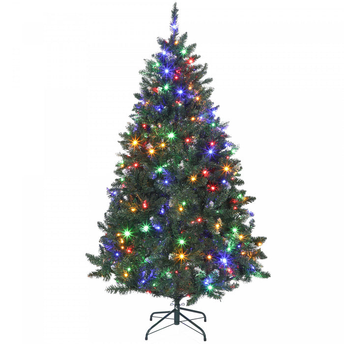 HOMCOM 6ft Frosted Christmas Tree with Dual Colour, Full Spruce Xmas Tree