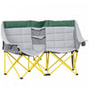 Outsunny Double Seat Camping Chair Folding Loveseat w/ Storage Pocket Green