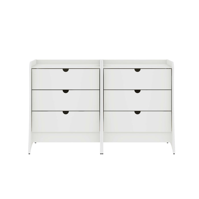 Coney Mid-Century Modern 28\" Nightstand in White (3-Drawer) - Set of 2