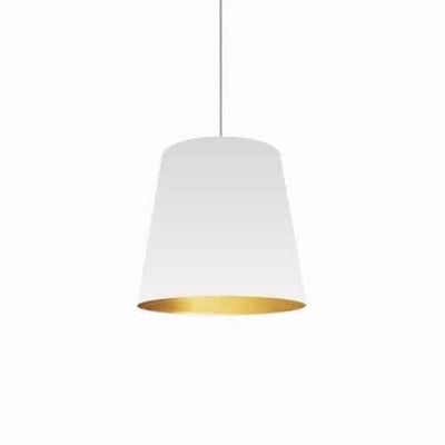 Dainolite Oversized Drum 1 Light Pendant Medium White/Gold Shade Lamp|Luminaire suspendu moyen de Dainolite avec très grand abat-jour cylindrique blanc et doré, et 1 ampoule