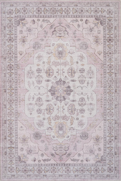 Aqua Pink Washable Non-slip Low Pile Area Rug 8'x10' | Tapis Rose Lavable Et Antiderapant A Poils Ras 8'x10'