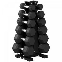 Soozier 210lbs Hex Dumbbell Weight Set with Vertical Rack for Home Gym