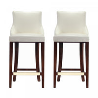 Shubert Modern Wood Upholstered Barstool in Ivory - Set of 2 