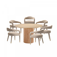 Aspen and Hathaway Modern Industry Chic 7-Piece Dining Set in Silver Lining and Natural