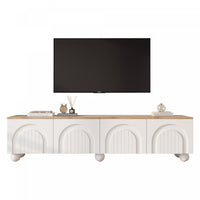 Nathan TV Stand with 4 Doors Large Storage,White 