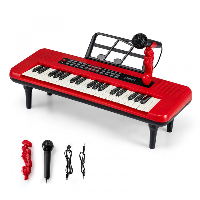 Costway 37 Keys Kids Piano Keyboard Portable Musical Toy with Microphone & Music Stand Red