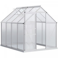Outsunny 6' X 8' X 6.5' Polycarbonate Greenhouse, Walk-in Green House With Adjustable Roof Vent, Gal