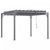 Outsunny 9.5' X 9.7' Outdoor Pergola With Retractable Roof, Aluminium Louvered Pergola Canopy, Patio Shelter With Ground Stakes For Patio, Lawn, Garden, Grey