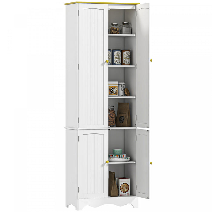 HOMCOM Freestanding Kitchen Pantry Storage Cabinet with 4 Shelves, 4 Doors