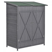 Outsunny 54.75''x29.5''x63'' Garden Storage Shed Asphalt Roof Wooden Timber Double Door Utility Stor