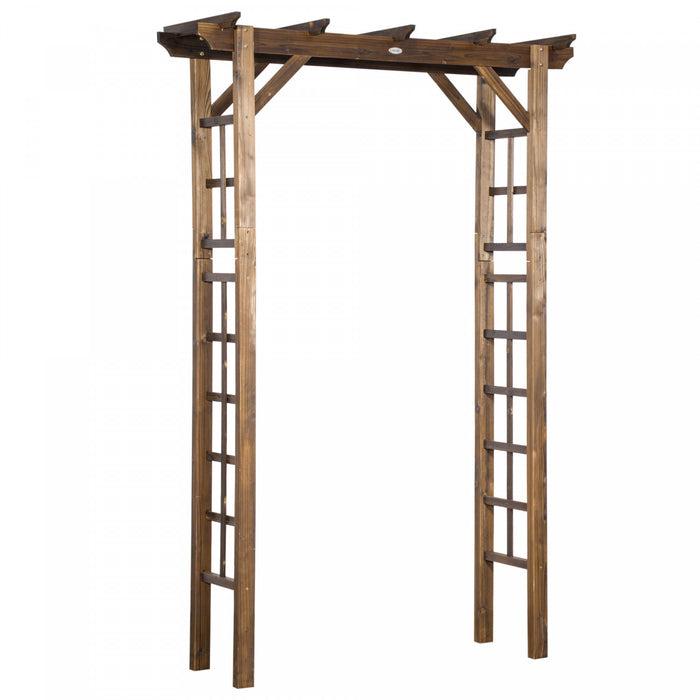 Outsunny 85\" Wooden Garden Arbour For Wedding And Ceremony, Outdoor Garden Arch Trellis For Climbing Vines, Carbonized