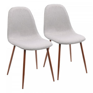 LumiSource Pebble Grey Fabric Mid-Century Modern Dining Accent Chair - Set of 2