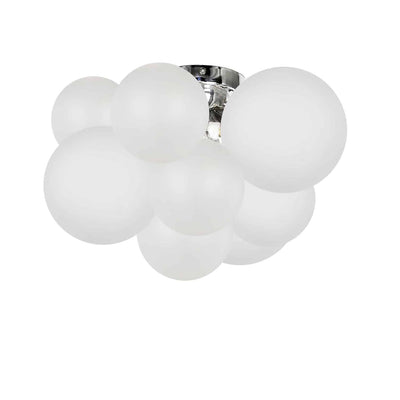 Dainolite Miles 3 Light Flush Mount Polished Chrome Frosted White Glass Lamp|Plafonnier affleuré Miles de Dainolite en verre blanc givré, avec fini chromé poli et 3 ampoules