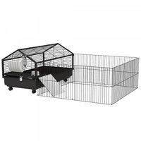 Pawhut Metal Small Animal Cage, Rabbit Cage For Guinea Pig, Chinchilla, Hedgehog, Bunny With Removab