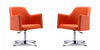 Pelo Modern Vegan Leather Swivel Lounge Chair in Orange - Set of 2 Accent Chair