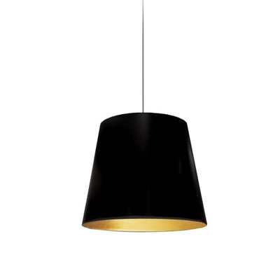 Dainolite Oversized Drum 1 Light Pendant Small Black/Gold Shade Lamp|Petit luminaire suspendu de Dainolite avec très grand abat-jour cylindrique noir et doré, et 1 ampoule