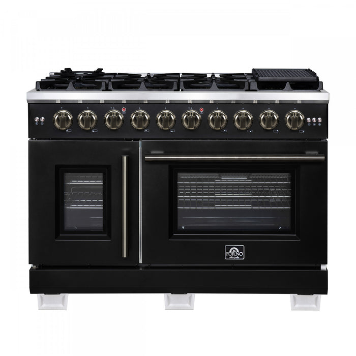 Forno Capriasca 48\" Black Gas Range 6.58 cu.ft -FFSGS6460-48BLK