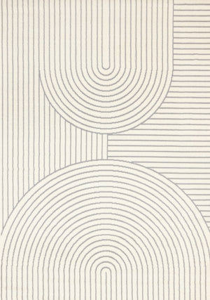 Forte White Grey Curved Arches Indoor Area Rug - 7'9