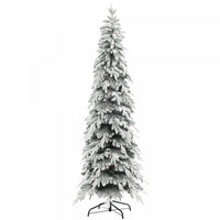 Homcom 7ft Flocked Pencil Christmas Tree With Auto Open, Steel Base