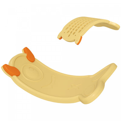 Qaba 24.4" Kids Balance Board, Wobble Board Toddler Curved Rocker, Preschool Balance & Sensory Play Toy, Ages 3-6, Yellow