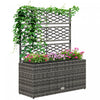 Outsunny Wicker Raised Garden Bed with Trellis, 42\" Outdoor Planter, Grey
