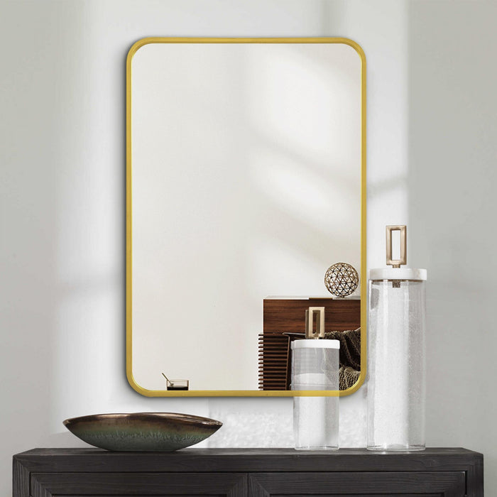 Arcus 24\" X 36\" Hand Crafted Rectangular Round Mirror - Gold