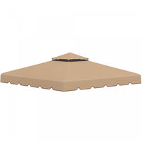 Outsunny 9.8'x9.8' Double Roof Gazebo Replacement Canopy Top Cover, Khaki