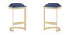 Aura Modern Metal Upholstered Barstool in Blue - Set of 2 Bar Stool