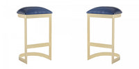 Aura Modern Metal Upholstered Barstool in Blue - Set of 2 Bar Stool 