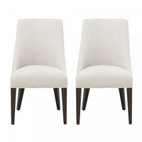 Beever Modern Wood Chenille Dining Chair in Cream - Set of 2