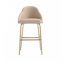 Gracie Modern Metal Upholstered Barstool in Tan and Gold Armoire 
