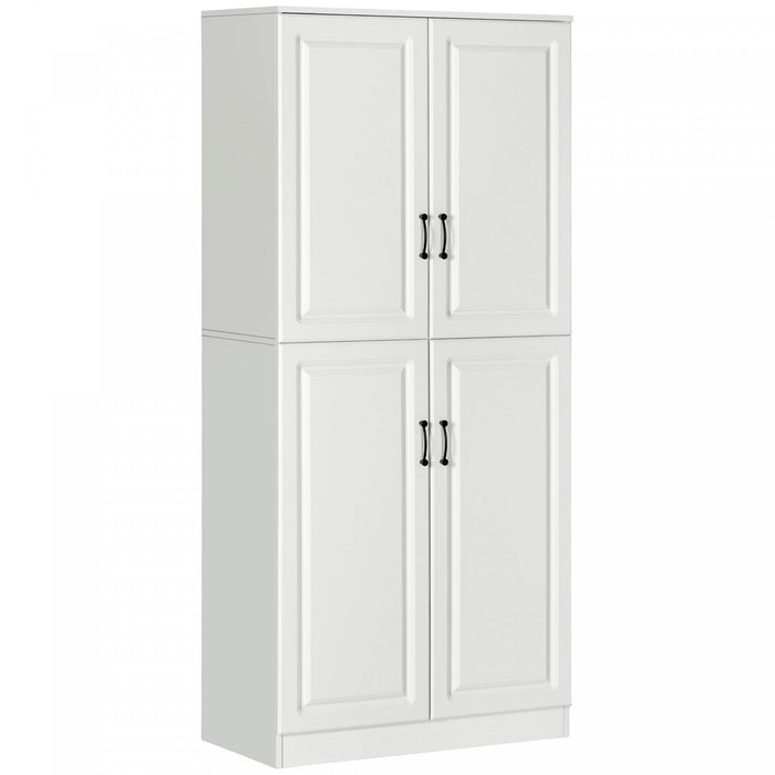 HOMCOM 71\" Kitchen Pantry with 4 Hinged Doors and Adjustable Shelves