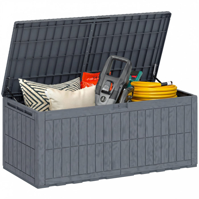 Outsunny 180 Gallon Resin Deck Box, Lockable Outdoor Storage Box