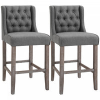 Set of 2 Tufted Armless Bar Stool HighChair Living Room Grey