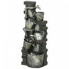 Outsunny Faucet & Barrel Outdoor Fountain, Led Lights, Resin Water Fountain