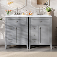 Aura 48 Inch Double Sink Vanity Combo with Drawers and Cabinet, Gray