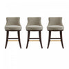 Lucia Modern Chenille Wood Counter Stool in Taupe - Set of 3