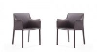 Paris Modern Vegan Leather Side Chair in Gray - Set of 2