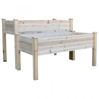 Outsunny 2 Tiers Raised Garden Bed, Wooden Elevated Planter Box With Legs Gardening Planting Bed Wit