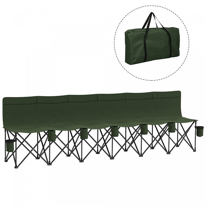 Outsunny 6 Seat Folding Camping Chair W/ Cup Holder For Camping, Dark Green