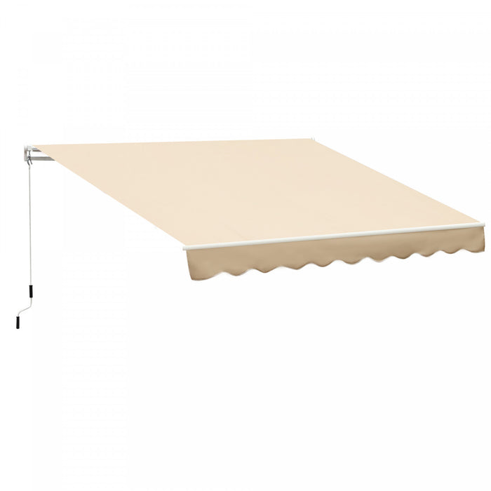 Outsunny 10' X 8' Manual Retractable Awning Shelter W/ Crank, Beige
