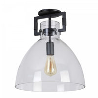 Dainolite Liberty 1 Light Semi-flush Mount Incandescent Matte Black Clear Glass Lamp