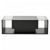 Gleam 39.3 Inch High-Gloss Coffee Table with LED Lights, Drawer and Glass Side Panels, Black
