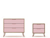 Rockefeller Mid-Century Modern 2-Piece Dresser Set in Pink