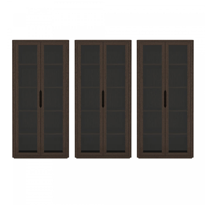 Rivington Modern 38\" Bookcase Cabinet in Walnut - Set of 3